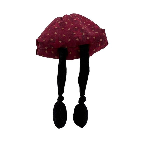 Handcrafted Santa Claus Shelf Sitter With Red Star Pattern Dress & Long Black Le - Picture 7 of 10